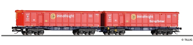 Tillig 15081 - TT - Doppeltragwagen InnoWaggon mit ScrapTainern, VTG , Ep. VI